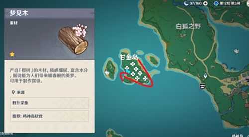 《原神》梦见木采集点位及采集路线介绍
